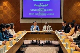 Deputy Minister of Foreign Affairs Ha Kim Ngoc (left), Chairman of the Vietnam National Commission for UNESCO, at the meeting with Director of the World Heritage Centre Lazare Eloundou Assomo on July 22. (Source: VNA)