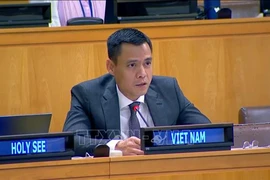 L'ambassadeur Dang Hoang Giang, chef de la Mission permanente du Vietnam auprès de l'ONU, prononce un discours à la première séance consacrée au développement social. Photo: VNA