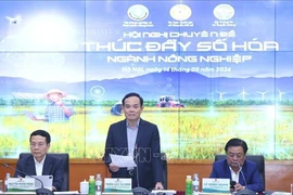 El viceprimer ministro vietnamita Tran Luu Quang habla en el evento. (VNA)