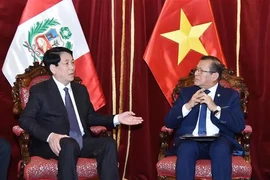 El presidente de Vietnam, Luong Cuong, se reúne con el titular del Congreso de Perú, Eduardo Salhuana. (Fuente: VNA)