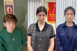 Los arrestados incluyen (de izquierda a derecha): el cantante Nguyen Trung Hieu; la modelo y actriz española Andrea Aybar y la tiktoker Nguyen Do Truc Phuong. (Fuente: VNA)