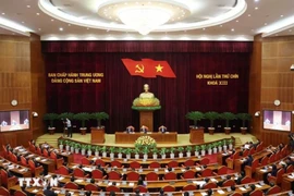 越共十三届中央委员会第九次全体会议。图自越通社