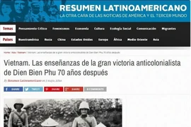 Capture d'écran d'un article publié le 3 mai dans le journal argentin Resumen Latinoamericano. Photo: VNA