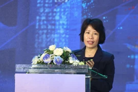 Nguyen Thi Bich Ngoc, vice-ministre du Plan et de l'Investissement prend la parole. Photo: VNA