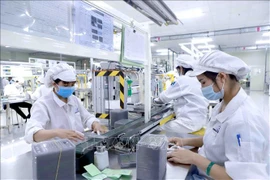 La producción de componentes electrónicos en la empresa Youngbag ViiNa en el parque industrial Binh Xuyen, provincia de Vinh Phuc. (Foto de ilustración: VNA)