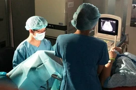 Dr. Ho Ngoc Anh Vu (left), 34, head of HCM City-based My Duc Hospital’s Fertility Support Department, performs a surgery on a patient. (Photo courtesy of My Duc Hospital)