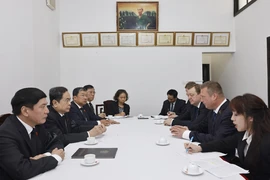 The meeting between National Assembly Chairman Tran Thanh Man and Siarhei Khamenka, Vice Chairman of the Council of the Republic (Senate) of Belarus (Photo: VNA)