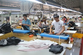 Suits are produced for export at Kad Industrial.S.A Vietnam Company in the Hoa Khanh Industrial Zone of the central city of Da Nang (Photo: VNA)