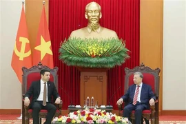 Party General Secretary To Lam (R) and President of the National Assembly of Armenia Alen Simonyan at their meeting in Hanoi on November 19 (Photo: VNA)