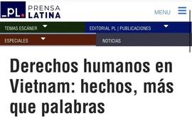 L'article publié le 5 mai du directeur du Bureau permanent de l'agence de Prensa Latina à Hanoï, Moisés Pérez Mok. Photo: VNA