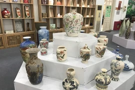 Ceramics products are showcased at the exhibition. Photo: Vietnam News Agency.
