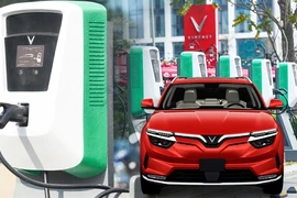 A charging station of VinFast in Hanoi. (Photo courtesy of cartimes.vn)