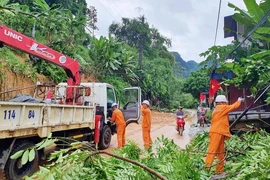 Efforts are underway to restore power supply to Typhoon Yagi impacted regions. (Photo: VNA)