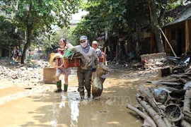 A street in Yen Bai city in the northern province of Yen Bai on September 14 after Typhoon Yagi. (Photo: VNA) 