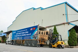 Hoa Phat Refrigeration Company's first batch of rDouble Inverter two-door top-freezer refrigerators exported to the US. (Photo: https://www.hoaphat.com.vn/)