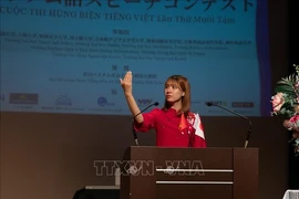 A contestant at the 18th Vietnamese eloquence contest held at Kanda University of International Studies (Photo: VNA)