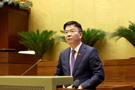 Deputy Prime Minister Le Thanh Long presents the proposal on the investment policy of the National Target Programme on Drug Prevention and Control until 2030 on November 8 (Photo: VNA)