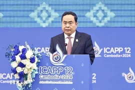 National Assembly (NA) Chairman Tran Thanh Man delivers a keynote speech at ICAPP12 in Cambodia. (Photo: VNA)