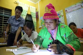 Women take part in a literacy class (Photo: VNA)