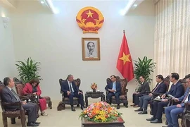 Deputy Prime Minister and Foreign Minister Bui Thanh Son (R) receives Cuban Minister of Agriculture Ydael Jesus Pezez Brito in Hanoi on December 14. (Photo: VNA)