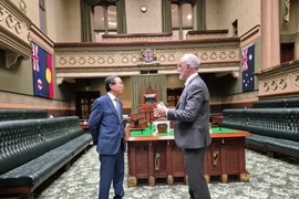 越南驻澳大利亚大使范雄心和新南威尔士州议会下议长格雷格·派珀。图自越通社