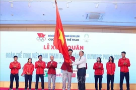 2024年巴黎奥运会的越南体育代表团出征仪式。图自越通社