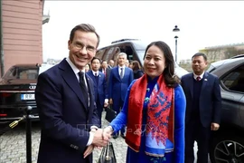 Le Premier ministre suédois Ulf Kristersson et la vice-présidente vietnamienne Vo Thi Anh Xuan. Photo: VNA