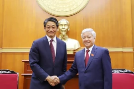 越南祖国阵线中央委员会主席杜文战会见了日本新任驻越大使Ito Naoki。图自越通社