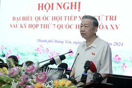 越南国家主席苏林发表讲话。图自越通社