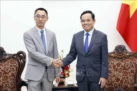 Deputy Prime Minister Tran Luu Quang (right) receives Vice President of Huawei Asia Pacific Zhengjun Zhang in Hanoi on May 15. (Photo: VNA)