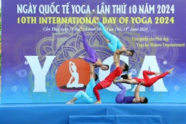 A Yoga performance at the even in Mekong Delta city of Can Tho on June 19. (Photo: VNA)