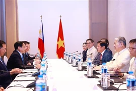 Vietnamese Prime Minister Pham Minh Chinh (second, left) meets with Philippine President Ferdinand Romualdez Marcos Jr. (third, right) in Vientiane, Laos, on October 8. (Photo: VNA)