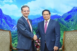 Prime Minister Pham Minh Chinh (R) and head of the International Monetary Fund (IMF)'s 2024 Article IV Mission to Vietnam Paulo Medas. (Photo: VNA)