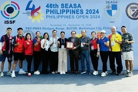 The Vietnamese delegation at the 46th Southeast Asian Shooting Association (SEASA) Shooting Championship on December 6 in Muntinlupa city, the Philippines. (Photo: Vietnam Sports Team)