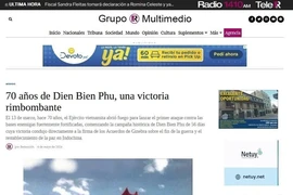 Uruguay's Grupo R Multimedio newspaper on May 7 publishes a series of three articles on the occasion of the 70th anniversary of the Dien Bien Phu Victory. (Photo: Screenshots)