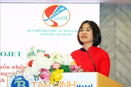 Chairwoman of the provincial Women's Union of Quang Binh province Diep Thi Minh Quyet speaks at the workshop (Photo: VNA)