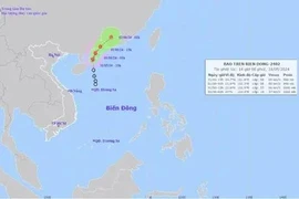 A map showing the direction of storm Maliksi, the first to hit Vietnam this year. (Photo: National Centre for Hydro-meteorological Forecasting)