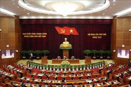 越南共产党第十三届中央委员会第九次全体会议18日上午落下帷幕。图自越通社
