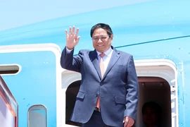 El primer ministro de Vietnam, Pham Minh Chinh, llega a China para reunión del FEM (Fuente: VNA)