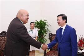 越南政府副总理陈红河会见世卫组织西太平洋区域主任皮乌卡拉。图自越通社