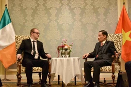 Secretary of the Communist Party of Vietnam (CPV) Central Committee and head of its Commission for External Relations Le Hoai Trung (right) meets Communist Party of Ireland International Secretary Graham Harrington on October 3. (Photo: VNA)