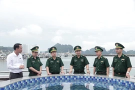 阮青海大校一行考察下龙国际邮轮港。图自《边防报》