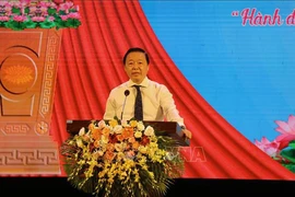 政府副总理陈红河在启动仪式上发言。图自越通社