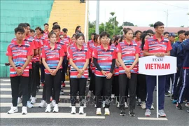 The Vietnamese team at the 2024 Southeast Asia rowing, canoeing championships. (Photo: VNA)