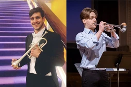  Italian trumpet players Francesco Manco (L) and Kajetan Puczko will perform in the “A Night of Italian Music” concert held at the HCM City Opera House on November 17. (Photo courtesy of HBSO) 