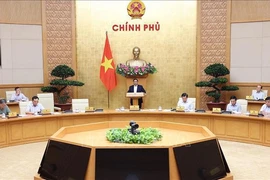 Le Premier ministre préside la réunion périodique d’avril du gouvernement. Photo: VNA
