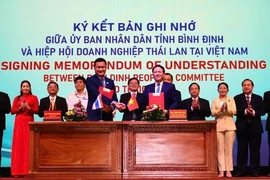 En la firma del memorando de entendimiento entre Binh Dinh y la Asociación de Empresas Tailandesas en Vietnam (Fuente: VNA)