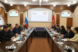 At the working session between the Vietnamese Embassy and leaders of Vladimir oblast. (Photo: VNA)