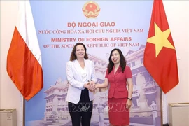 越南外交部副部长黎氏秋姮(右）和波兰外交部副国务秘书拉德万。图自越通社