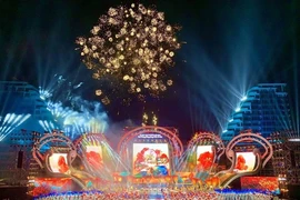 Фейерверк на церемонии открытия фестиваля огненно-красных цветов в городе Хайфон. (Фото: baohaiphong.vn)